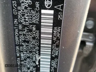 2023 Toyota Crown XLE with VIN JTDAAAAF8P3013484, listed as a Copart auction lot 69795264 with 13,096 mi miles and Salvage Title. Bid and sale history available at carsss.com. Image 12.