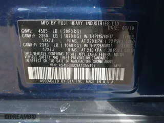 2010 Subaru Outback Prem All-Weathr/Pwr Moon with VIN 4S4BRBGC9A1355427, listed as a IAAI auction lot 41912307 with 122,324 mi miles. Bid and sale history available at carsss.com. Image 9.