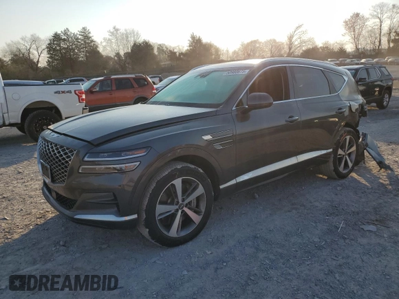 2021 Genesis GV80 with VIN KMUHCESC3MU060848, listed as a Copart auction lot 50980675 with 64,684 mi miles and Salvage title. Bid and sale history available at DreamBid. Image 1.