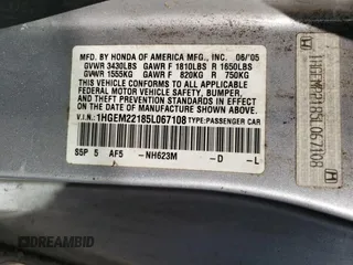2005 Honda Civic Cpe VP with VIN 1HGEM22185L067108, listed as a Copart auction lot 48172275 with 196,724 mi miles and Salvage Title. Bid and sale history available at carsss.com. Image 14.