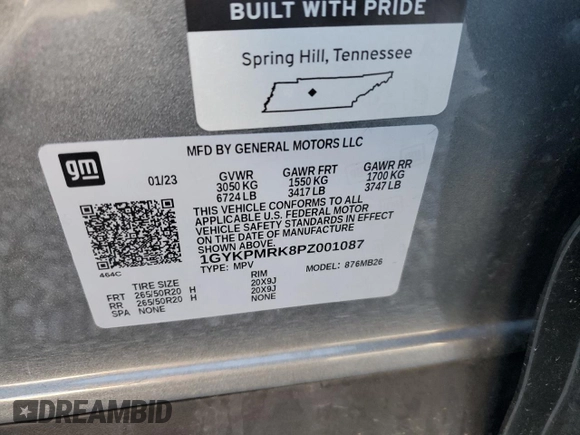 2023 Cadillac LYRIQ RWD Luxury z VIN 1GYKPMRK8PZ001087, wystawiony jako Copart lot #54224495 z przebiegiem 36 395 mil mil oraz Szkoda całkowita • Salvage title. Historia ofert i sprzedaży dostępna na DreamBid. Obrazek 14.