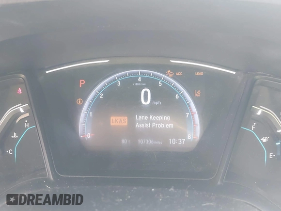 2019 Honda Civic Sedan LX with VIN 19XFC2F67KE204183, listed as a IAAI auction lot 41654678 with 107,306 mi miles. Bid and sale history available at carsss.com. Image 7.