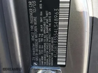 2004 BMW Z4 2.5i with VIN 4USBT33554LS48963, listed as a Copart auction lot 53901645 with 126,435 mi miles and Salvage Title. Bid and sale history available at carsss.com. Image 12.