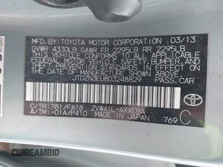 2013 Toyota Prius Two with VIN JTDZN3EU8D3248829, listed as a IAAI auction lot 41903284 with 272,428 mi miles and . Bid and sale history available at DreamBid. Image 9.