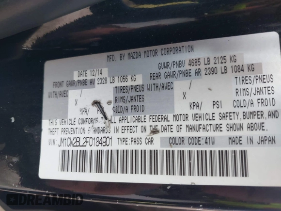 2015 Mazda 5 Sport with VIN JM1CW2BL2F0184901, listed as a IAAI auction lot 42116351 with 260,931 mi miles. Bid and sale history available at carsss.com. Image 9.