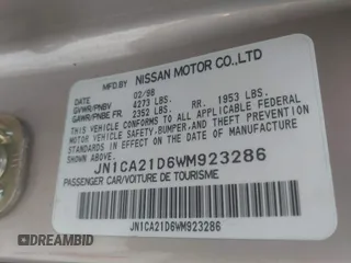 1998 Nissan Maxima GXE with VIN JN1CA21D6WM923286, listed as a IAAI auction lot 41555099 with 134,005 mi miles and . Bid and sale history available at DreamBid. Image 9.