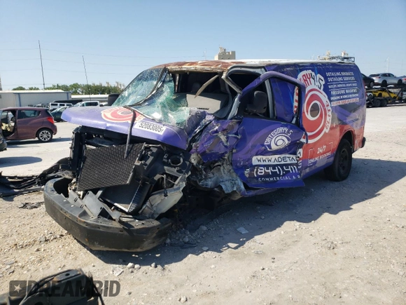 2005 Chevrolet Express Cargo Van with VIN 1GCGG25V451101733, listed as a Copart auction lot 52083005 with 0 mi miles and Salvage Title. Bid and sale history available at carsss.com. Image 1.