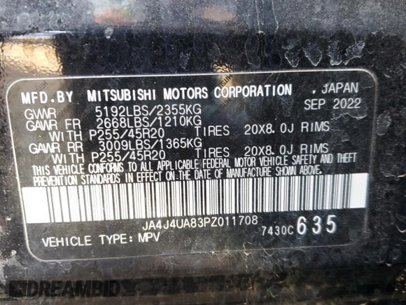 2023 Mitsubishi Outlander SE z VIN JA4J4UA83PZ011708, wystawiony jako Copart lot #49513265 z przebiegiem 36 156 mil mil oraz Szkoda całkowita • Salvage title. Historia ofert i sprzedaży dostępna na DreamBid. Obrazek 15.