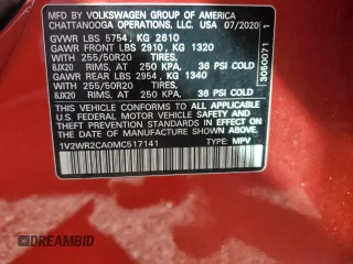 2021 Volkswagen Atlas SE z VIN 1V2WR2CA0MC517141, wystawiony jako Copart lot #47005475 z przebiegiem 53 929 mil mil oraz Szkoda całkowita • Salvage title. Historia ofert i sprzedaży dostępna na DreamBid. Obrazek 16.