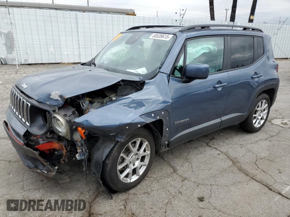 2020 Jeep Renegade Latitude z VIN ZACNJABB5LPL31028, wystawiony jako Copart lot #55539615 z przebiegiem 154 396 mil mil oraz Szkoda całkowita • Salvage title. Historia ofert i sprzedaży dostępna na DreamBid. Obrazek 1.