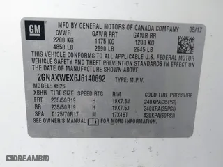 2018 Chevrolet Equinox Premier with VIN 2GNAXWEX6J6140692, listed as a IAAI auction lot 41729043 with 100,806 mi miles. Bid and sale history available at carsss.com. Image 9.