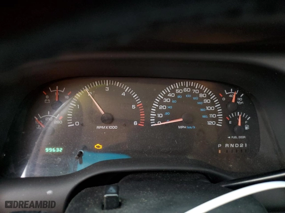 2000 Dodge Ram 1500 with VIN 3B7HC13YXYG127623, listed as a Copart auction lot 43593555 with 99,632 mi miles and Salvage Title. Bid and sale history available at carsss.com. Image 9.