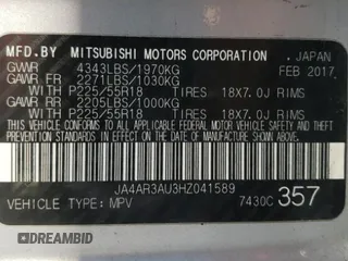 2017 Mitsubishi Outlander Sport ES 2.0 with VIN JA4AR3AU3HZ041589, listed as a Copart auction lot 66507212 with 75,768 mi miles. Bid and sale history available at carsss.com. Image 10.