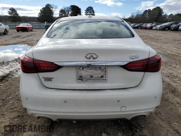 2021 Infiniti Q50 Luxe with VIN JN1EV7BP9MM705892, listed as a Copart auction lot 58545575 with Not provided miles and Salvage title. Bid and sale history available at DreamBid. Image 6.