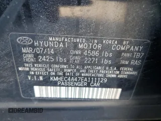 2014 Hyundai Sonata Hybrid Limited with VIN KMHEC4A47EA111129, listed as a Copart auction lot 47437535 with 118,070 mi miles and Clean Title. Bid and sale history available at carsss.com. Image 12.