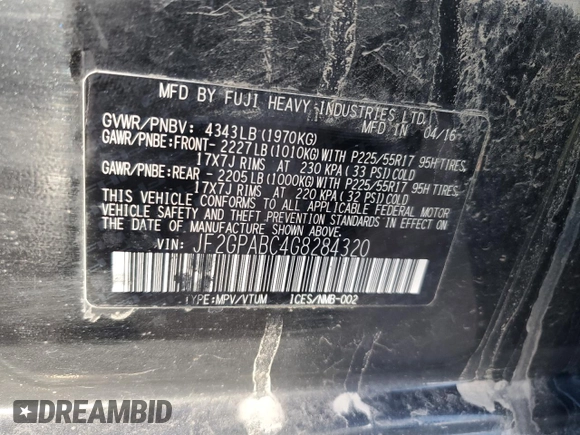 2016 Subaru Crosstrek Premium z VIN JF2GPABC4G8284320, wystawiony jako Copart lot #83406534 z przebiegiem 151 690 mil mil oraz Szkoda całkowita • Salvage title. Historia ofert i sprzedaży dostępna na DreamBid. Obrazek 12.