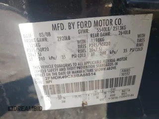 2008 Ford Edge Limited with VIN 2FMDK49CX8BA88514, listed as a IAAI auction lot 42045942 with 172,779 mi miles. Bid and sale history available at carsss.com. Image 9.