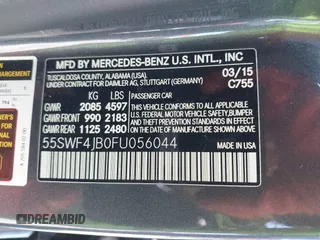 2015 Mercedes-Benz C 300 with VIN 55SWF4JB0FU056044, listed as a IAAI auction lot 42022839 with 146,295 mi miles and . Bid and sale history available at carsss.com. Image 9.