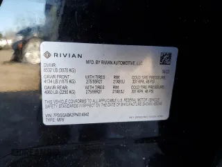 2023 Rivian R1S Adventure with VIN 7PDSGABA2PN014942, listed as a Copart auction lot 88597535 with 0 mi miles and Salvage Title. Bid and sale history available at carsss.com. Image 14.