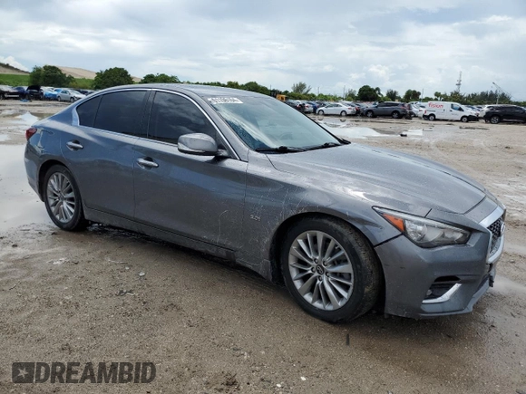 2019 Infiniti Q50 Luxe with VIN JN1EV7AP8KM543039, listed as a Copart auction lot 61196104 with 68,084 mi miles and Non repairable. Bid and sale history available at DreamBid. Image 4.