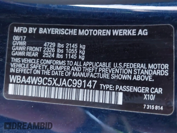 2018 BMW 4 Series 440i xDrive с VIN WBA4W9C5XJAC99147, выставлен на аукционе IAAI как лот 41947601 с пробегом 94 460 миль миль и . История ставок и продаж доступна на DreamBid. Изображение 9.