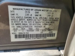 2006 Nissan Altima S with VIN 1N4AL11D76N453200, listed as a Copart auction lot 60718525 with 164,698 mi miles and Salvage title. Bid and sale history available at DreamBid. Image 13.