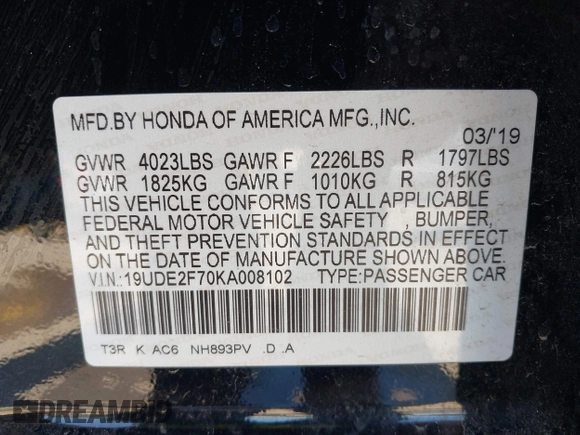 2019 Acura ILX Premium z VIN 19UDE2F70KA008102, wystawiony jako IAAI lot #41974086 z przebiegiem 134 589 mil mil oraz . Historia ofert i sprzedaży dostępna na DreamBid. Obrazek 9.