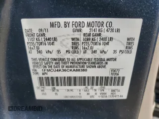 2012 Ford Escape Hybrid с VIN 1FMCU4K36CKA88380, выставлен на аукционе Copart как лот 47291775 с пробегом 110 373 миль миль и Списание • Salvage title. История ставок и продаж доступна на DreamBid. Изображение 13.