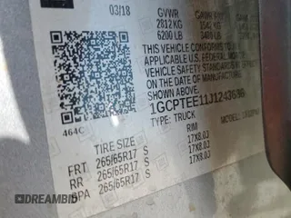 2018 Chevrolet Colorado 4WD ZR2 z VIN 1GCPTEE11J1243686, wystawiony jako Copart lot #58235125 z przebiegiem 144 760 mil mil oraz Szkoda całkowita • Salvage title. Historia ofert i sprzedaży dostępna na DreamBid. Obrazek 12.