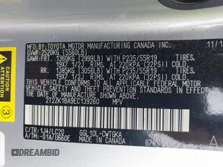 2014 Lexus RX 350 with VIN 2T2ZK1BA9EC139260, listed as a IAAI auction lot 42123955 with 136,709 mi miles and . Bid and sale history available at DreamBid. Image 9.