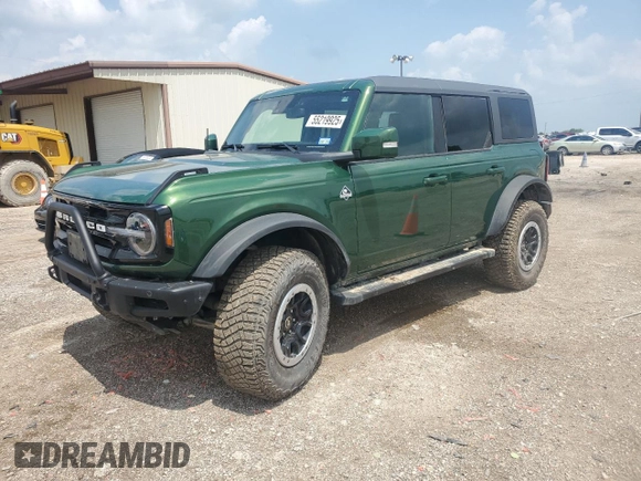 2024 Ford Bronco Outer Banks z VIN 1FMEE8BP9RLA50791, wystawiony jako Copart lot #55219925 z przebiegiem 27 910 mil mil oraz Szkoda całkowita • Salvage title. Historia ofert i sprzedaży dostępna na DreamBid. Obrazek 1.