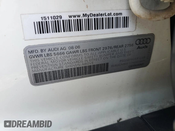 2007 Audi S6 with VIN WAUGN94F17N041959, listed as a Copart auction lot 53682645 with 125,072 mi miles and Clean Title. Bid and sale history available at carsss.com. Image 12.