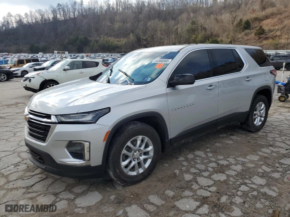 2022 Chevrolet Traverse LS with VIN 1GNERFKW2NJ113070, listed as a Copart auction lot 44568565 with 0 mi miles and Salvage Title. Bid and sale history available at carsss.com. Image 1.