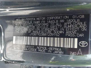 2008 Toyota Yaris с VIN JTDBT923881239152, выставлен на аукционе IAAI как лот 42401823 с пробегом 133 892 миль миль и . История ставок и продаж доступна на DreamBid. Изображение 9.