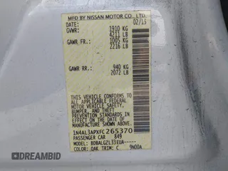 2015 Nissan Altima S with VIN 1N4AL3APXFC265370, listed as a IAAI auction lot 41523438 with 114,372 mi miles and . Bid and sale history available at DreamBid. Image 9.
