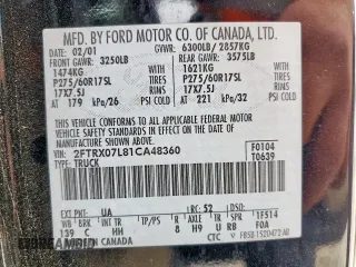 2001 Ford F-150 XL with VIN 2FTRX07L81CA48360, listed as a Copart auction lot 54317675 with Not provided miles and Salvage title. Bid and sale history available at DreamBid. Image 12.
