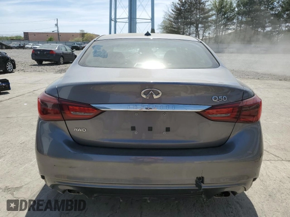 2019 Infiniti Q50 Luxe with VIN JN1EV7AR4KM558896, listed as a Copart auction lot 54249545 with 96,696 mi miles and Salvage title. Bid and sale history available at DreamBid. Image 6.