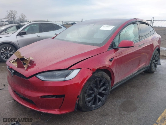 2023 Tesla Model X with VIN 7SAXCAE58PF409278, listed as a IAAI auction lot 41478287 with 1 mi miles. Bid and sale history available at carsss.com. Image 19.