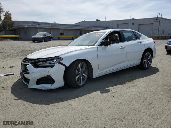 2023 Acura TLX w/Advance Package with VIN 19UUB6F69PA001387, listed as a Copart auction lot 53172205 with 11,876 mi miles and Salvage Title. Bid and sale history available at carsss.com. Image 1.