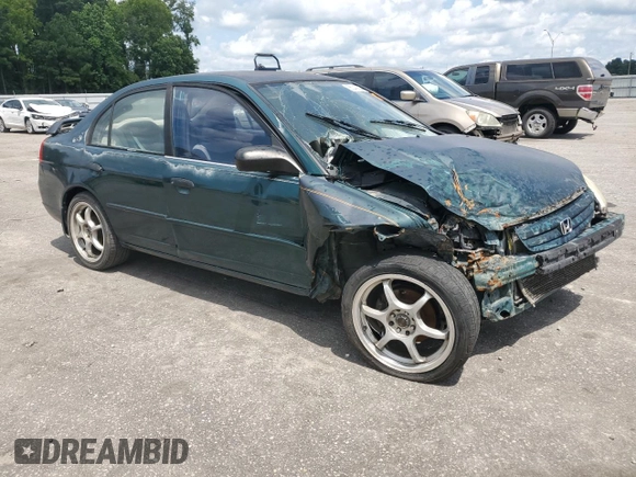 2001 Honda Civic LX with VIN 2HGES15541H536507, listed as a Copart auction lot 65040654 with 0 mi miles and Salvage Title. Bid and sale history available at carsss.com. Image 4.