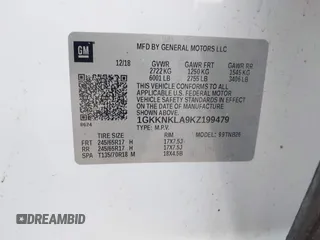 2019 GMC Acadia SLE with VIN 1GKKNKLA9KZ199479, listed as a IAAI auction lot 41580039 with 87,260 mi miles. Bid and sale history available at carsss.com. Image 9.