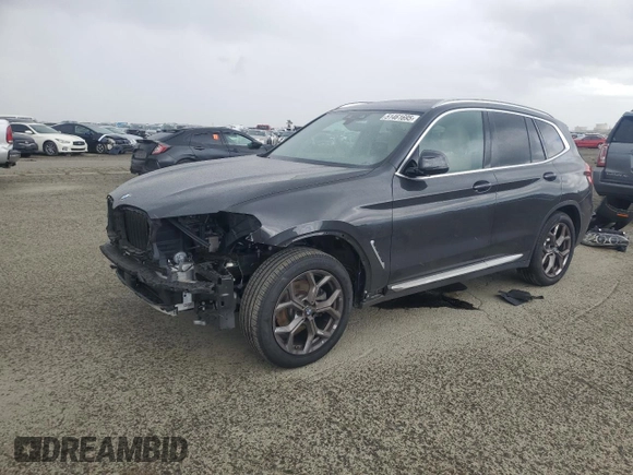 2021 BMW X3 xDrive30i with VIN 5UXTY5C09M9E29882, listed as a Copart auction lot 51461695 with 43,807 mi miles and Salvage Title. Bid and sale history available at DreamBid. Image 1.