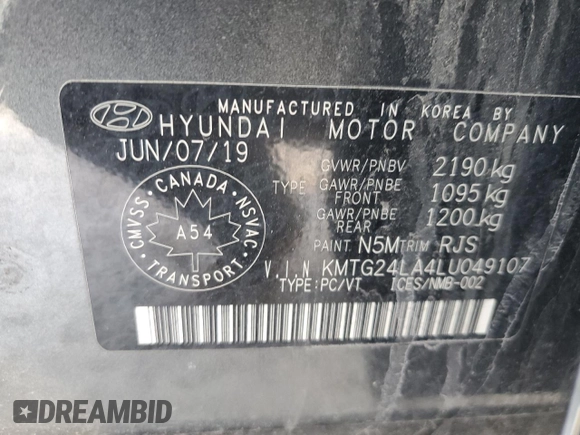 2020 Genesis G70 2.0T Sport with VIN KMTG24LA4LU049107, listed as a Copart auction lot 86111044 with 128,379 mi miles and Salvage Title. Bid and sale history available at carsss.com. Image 12.