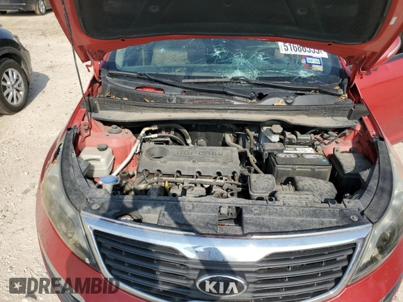 2013 Kia Sportage LX with VIN KNDPB3A27D7475202, listed as a Copart auction lot 51686555 with 110,467 mi miles and Clean title. Bid and sale history available at DreamBid. Image 12.