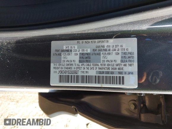 2016 Mazda CX-5 Sport with VIN JM3KE4BY5G0829927, listed as a IAAI auction lot 41678552 with 121,476 mi miles. Bid and sale history available at carsss.com. Image 9.