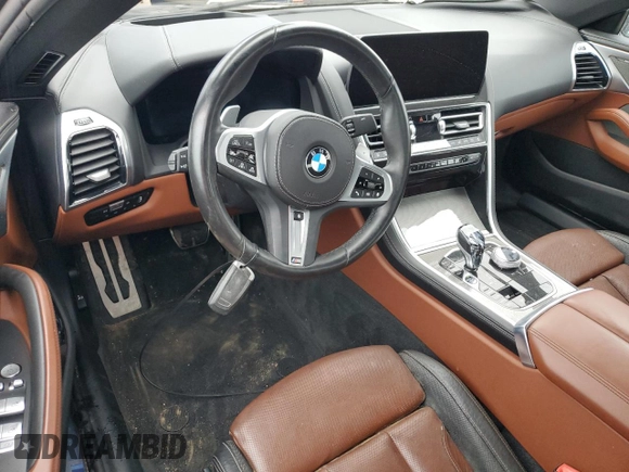 2023 BMW 8 Series 840i with VIN WBAGV2C01PCK32930, listed as a Copart auction lot 82891334 with 0 mi miles and Salvage Title. Bid and sale history available at carsss.com. Image 8.