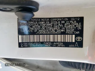 2012 Toyota Prius One with VIN JTDKN3DU6C0334031, listed as a Copart auction lot 52438865 with 194,467 mi miles and Salvage Title. Bid and sale history available at carsss.com. Image 12.