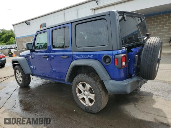 2018 Jeep Wrangler Unlimited Sport S with VIN 1C4HJXDN7JW252986, listed as a Copart auction lot 57256905 with 92,550 mi miles and Salvage title. Bid and sale history available at DreamBid. Image 2.