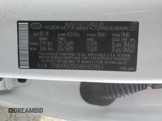 2024 Hyundai Tucson SEL with VIN 5NMJFCDE5RH429853, listed as a Copart auction lot 45197595 with 7,897 mi miles and Salvage Title. Bid and sale history available at carsss.com. Image 15.