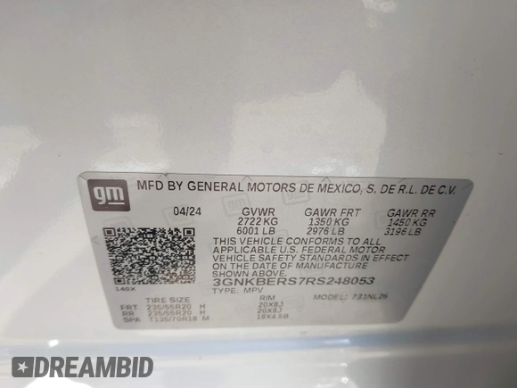 2024 Chevrolet Blazer RS z VIN 3GNKBERS7RS248053, wystawiony jako IAAI lot #41335899 z przebiegiem 19 929 mil mil oraz . Historia ofert i sprzedaży dostępna na DreamBid. Obrazek 9.